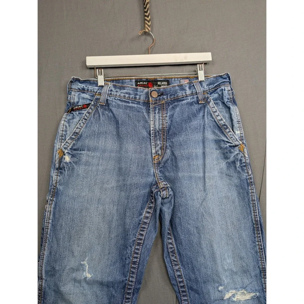 Ariat Men Jeans 34x30 Blue Denim Relax Boot Medium Wash - Picture 2 of 10